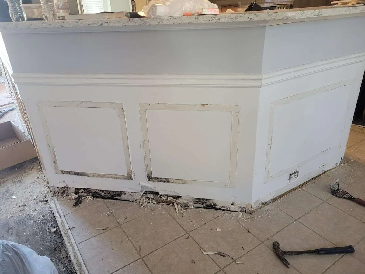 Water damage and mold on kitchen during Storm Damage Restoration in Plainfield
